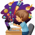 عکس کودک درحال یادگیری